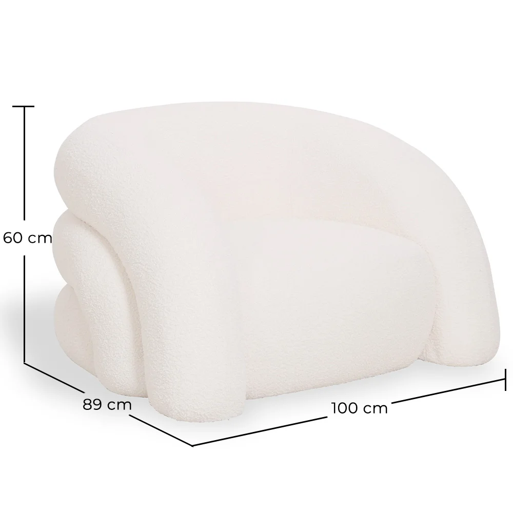 Moderner Sessel Gepolstert In Bouclé-Stoff Cremeweiß – Geschwungenes Und Bequemes Design - Gab image 10
