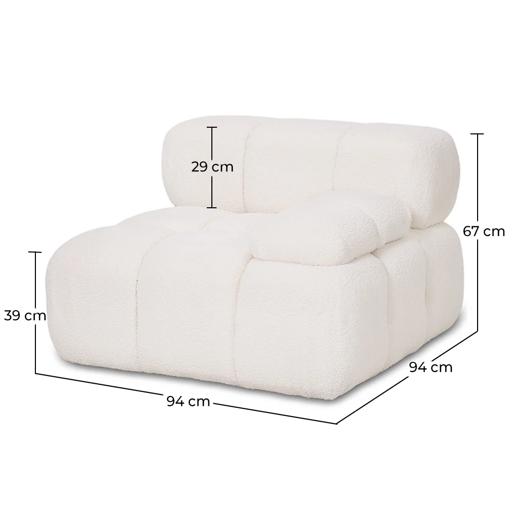 Modulares Ecksofa Links - Bezogen Mit Weißem Bouclé-Stoff - Bianca image 10