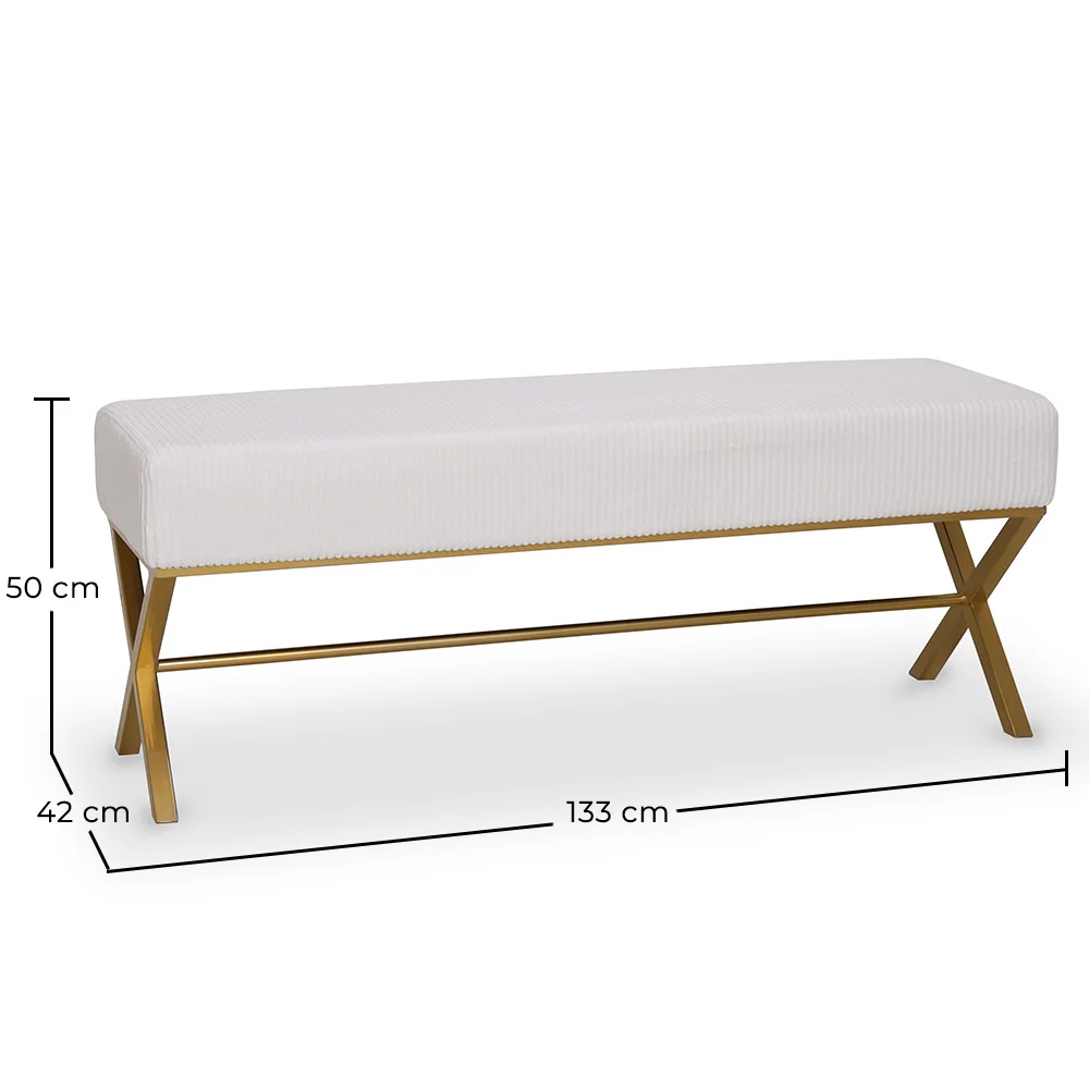 Bank Gepolstert Mit Samtstoff Und Gestell Aus Goldenem Metall - Vovi image 10
