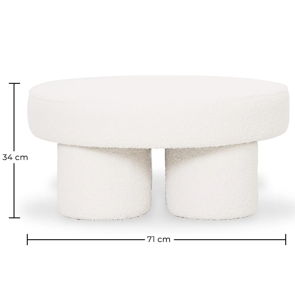 Design-Ottoman In Weißem Bouclé – Moderner Couchtisch - Sera image 10