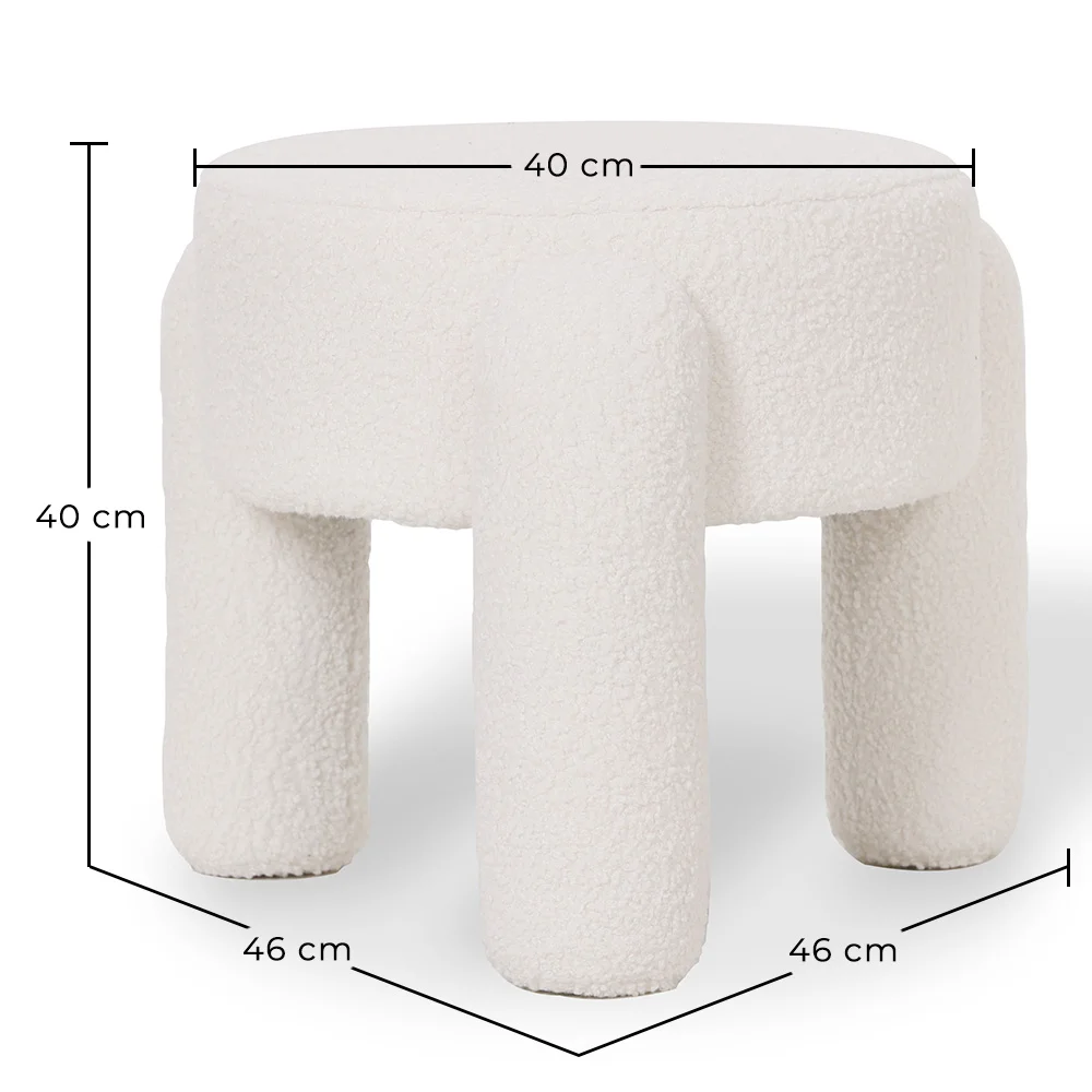Hocker Gepolstert Mit Bouclé-Stoff In Off-White – Moderner Sitz Für Wohnzimmer Und Schlafzimmer - Boreta image 10