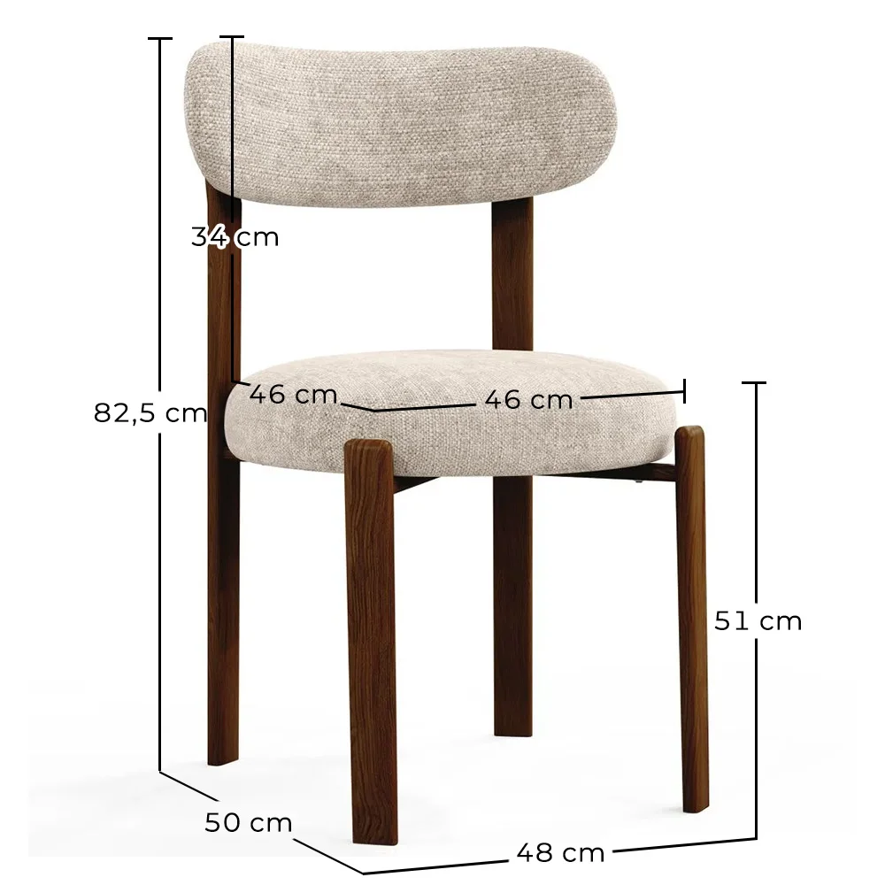 Esszimmerstuhl gepolstert in Chenille – Dunkle Holzoptik-Beine – Ergonomisches und modernes Design – Okare image 10