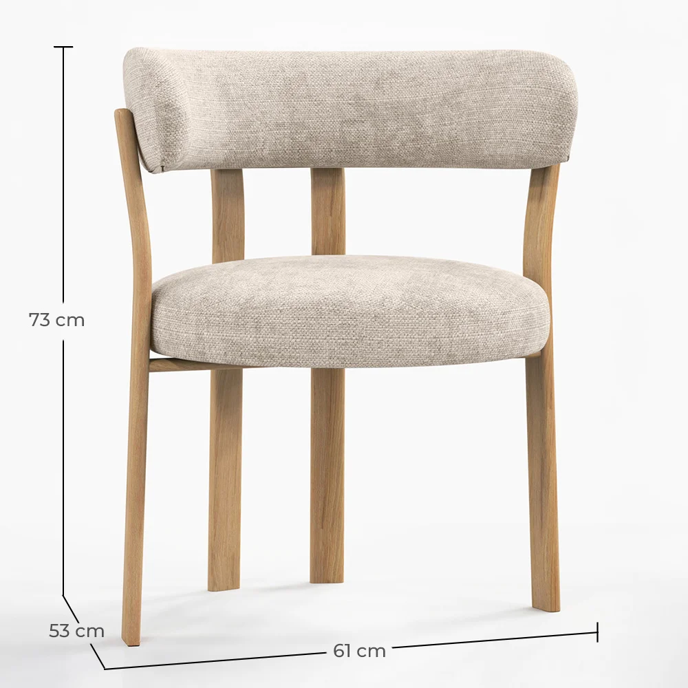 Wohnzimmer Sessel mit Armlehnen gepolstert in Chenille – Eichenoptik Beine – Ergonomisches und modernes Design – Okare image 10