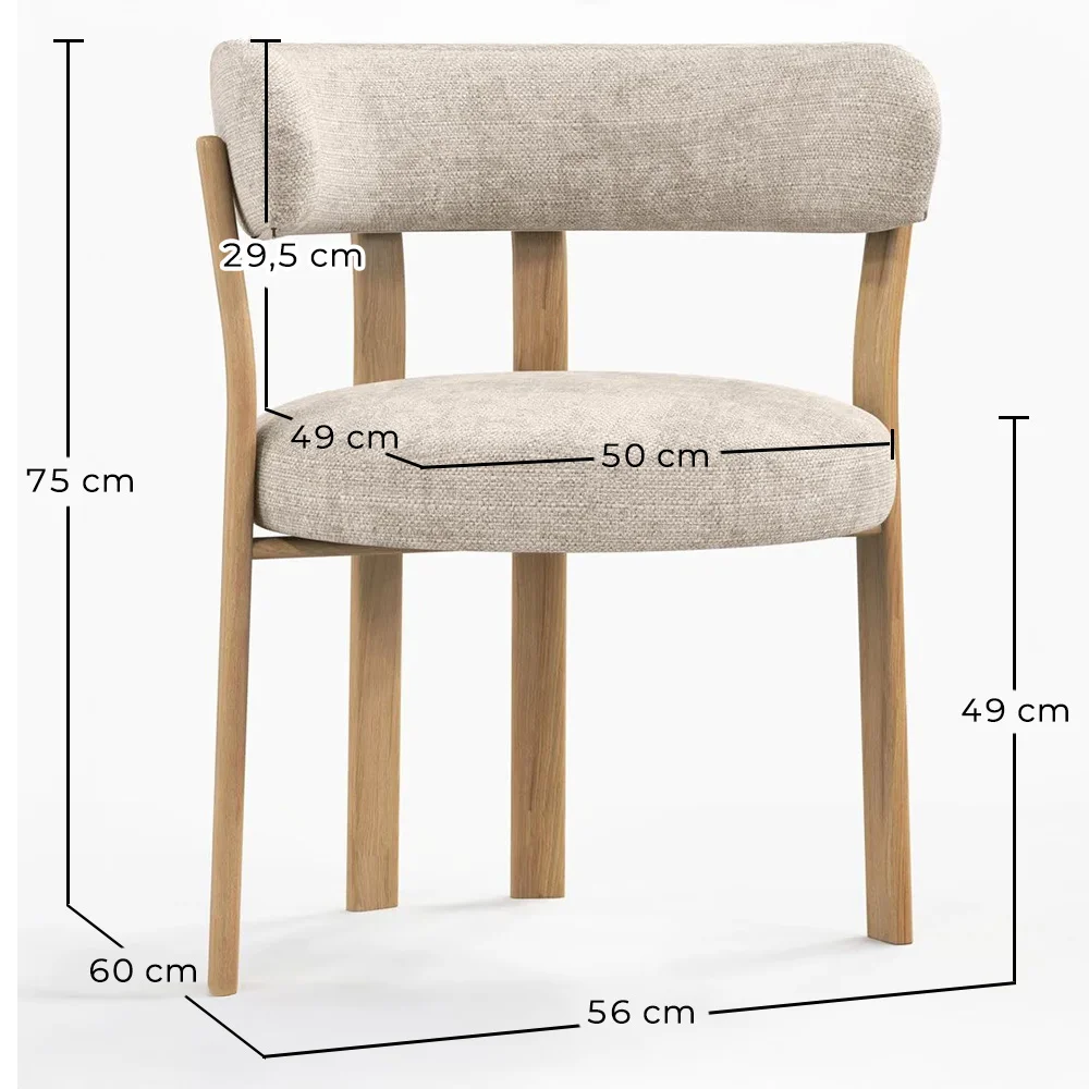Wohnzimmer Sessel mit Armlehnen gepolstert in Chenille – Eichenoptik Beine – Ergonomisches und modernes Design – Okare image 10