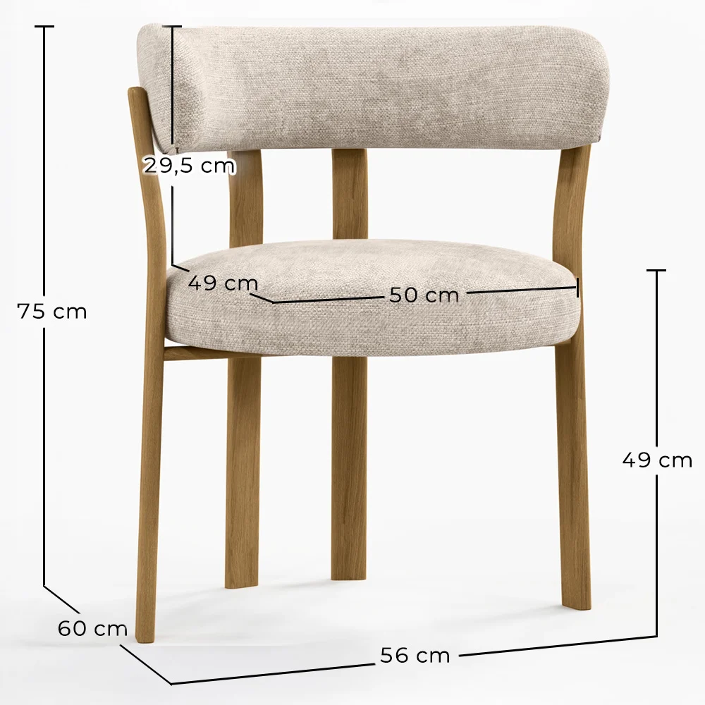 Wohnzimmer Sessel mit Armlehnen gepolstert in Chenille – Eichenoptik Beine – Ergonomisches und modernes Design – Okare image 10