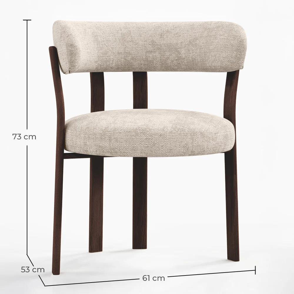 Wohnzimmer Sessel mit Armlehnen gepolstert in Chenille – Dunkle Holzoptik Beine – Ergonomisches und modernes Design – Okare image 10