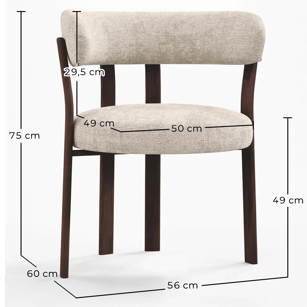 Wohnzimmer Sessel mit Armlehnen gepolstert in Chenille – Dunkle Holzoptik Beine – Ergonomisches und modernes Design – Okare image 10