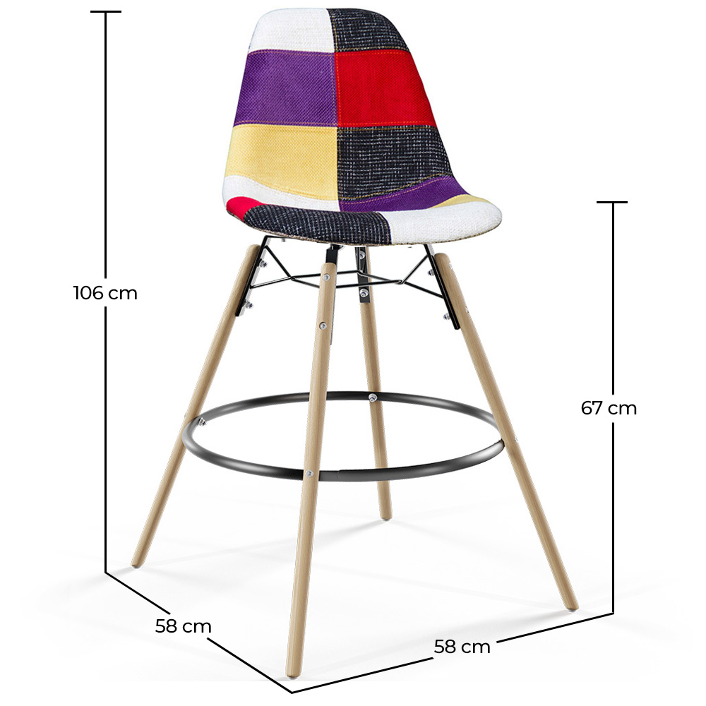 Barhocker - Patchwork-Polsterung - Skandinavisches Design und Holzbeine - Skögur image 10