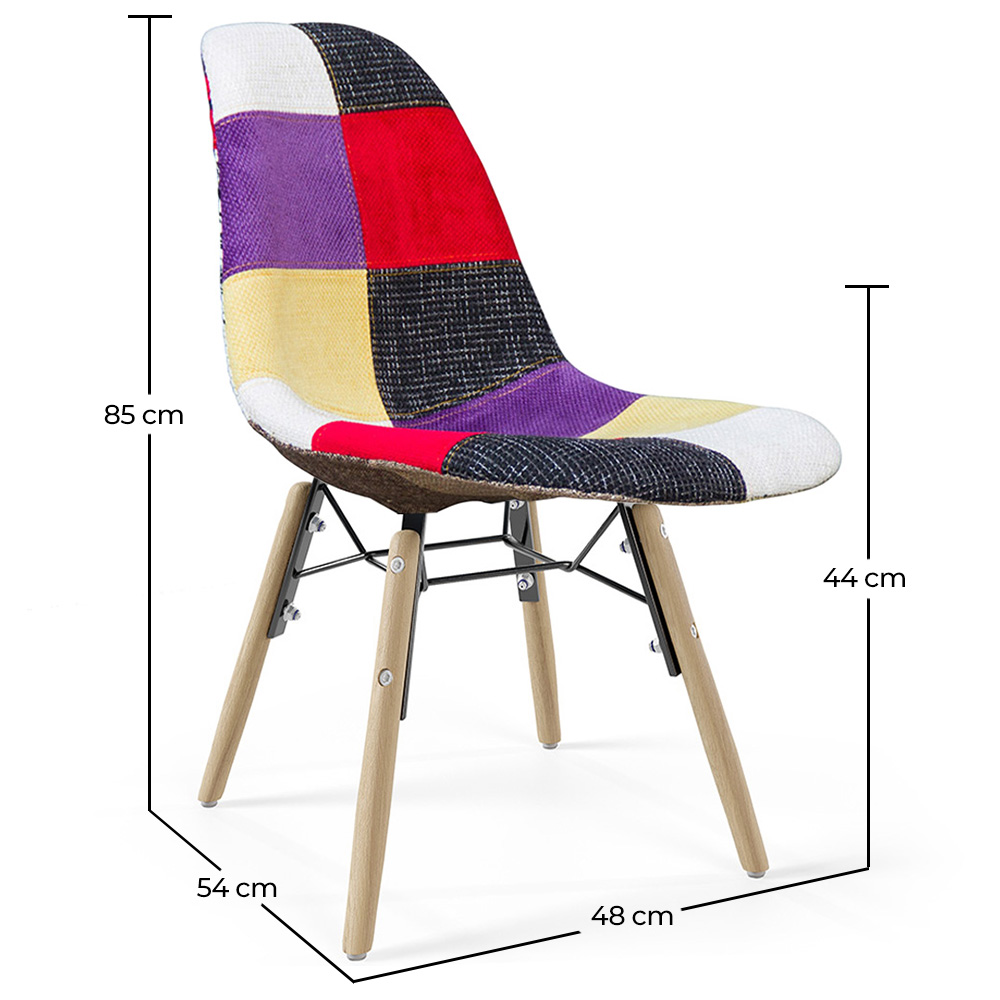 Esszimmerstuhl - Patchwork-Polsterung - Skandinavisches Design und Holzbeine - Skögur image 10
