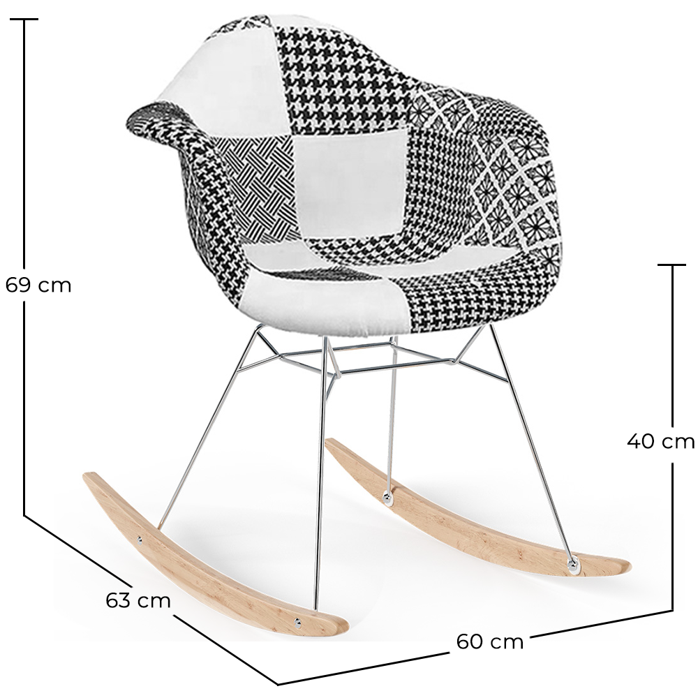 Schaukelstuhl Nordic-style Patchwork– Gepolstert in Stoff – Patchwork Sam  image 10