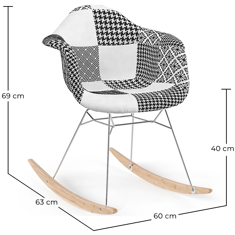 Schaukelstuhl Nordic-style Patchwork– Gepolstert in Stoff – Patchwork Sam  image 10