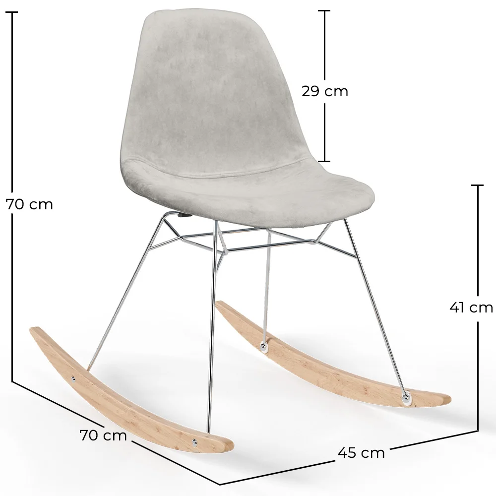 Schaukelstuhl Modern Stoff Gepolstert für Erwachsene - Stahl- und Holzbeine - Skögur image 10