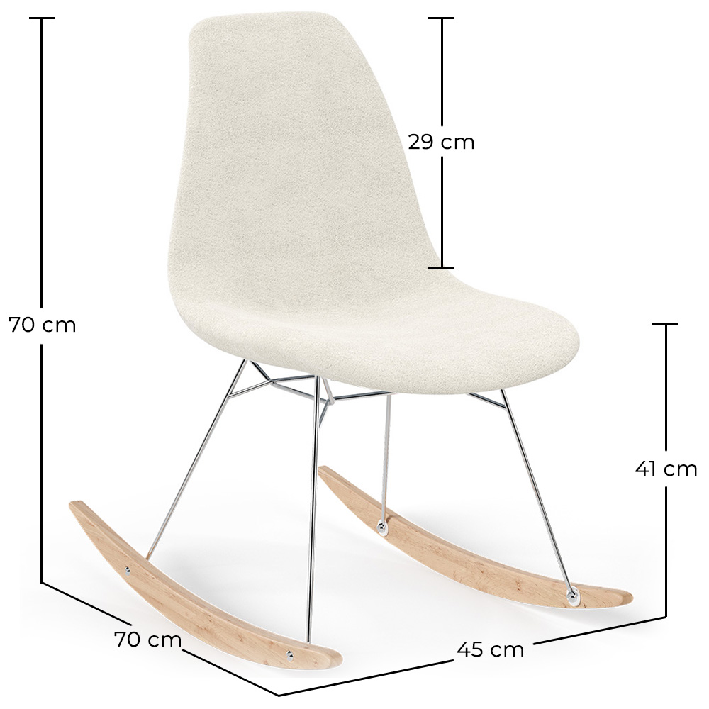 Schaukelstuhl Minimalistischer Bouclé – Nordischer Stil mit Holz- und Stahlbasis - Skögur image 10
