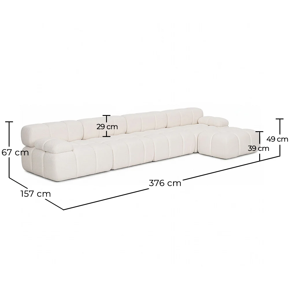 Modulares Sofa Chaiselongue Gepolstert in Bouclé-Stoff - 4/5 Sitze - Bianca image 10