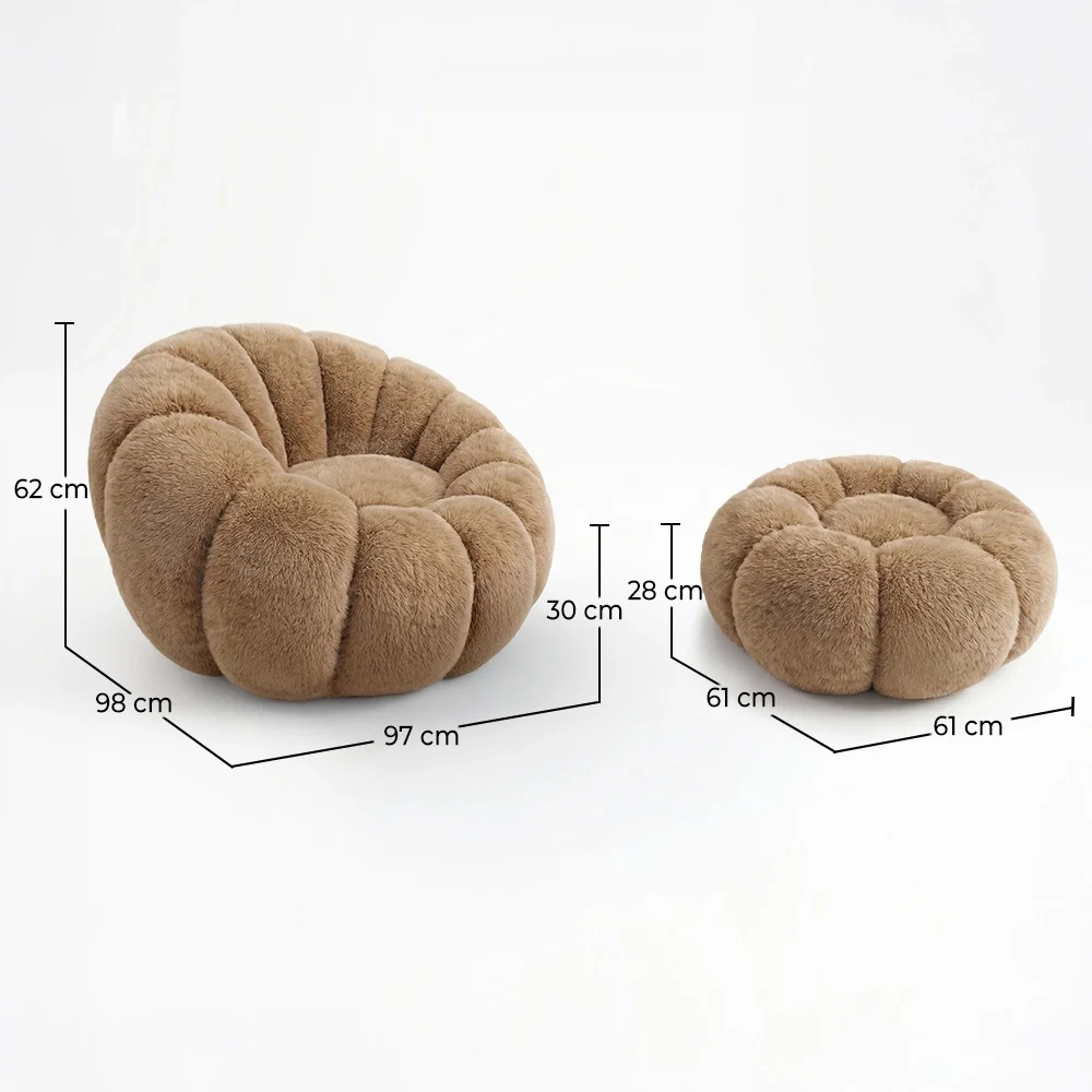 Sessel mit Hocker Gepolstert – Weicher Stoff – Rubi image 10