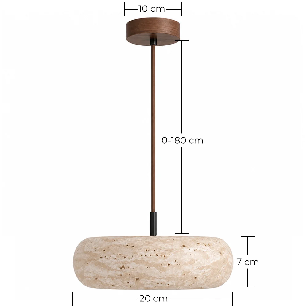 Pendelleuchte für die Decke – Holz & Travertin – Marguerite image 10