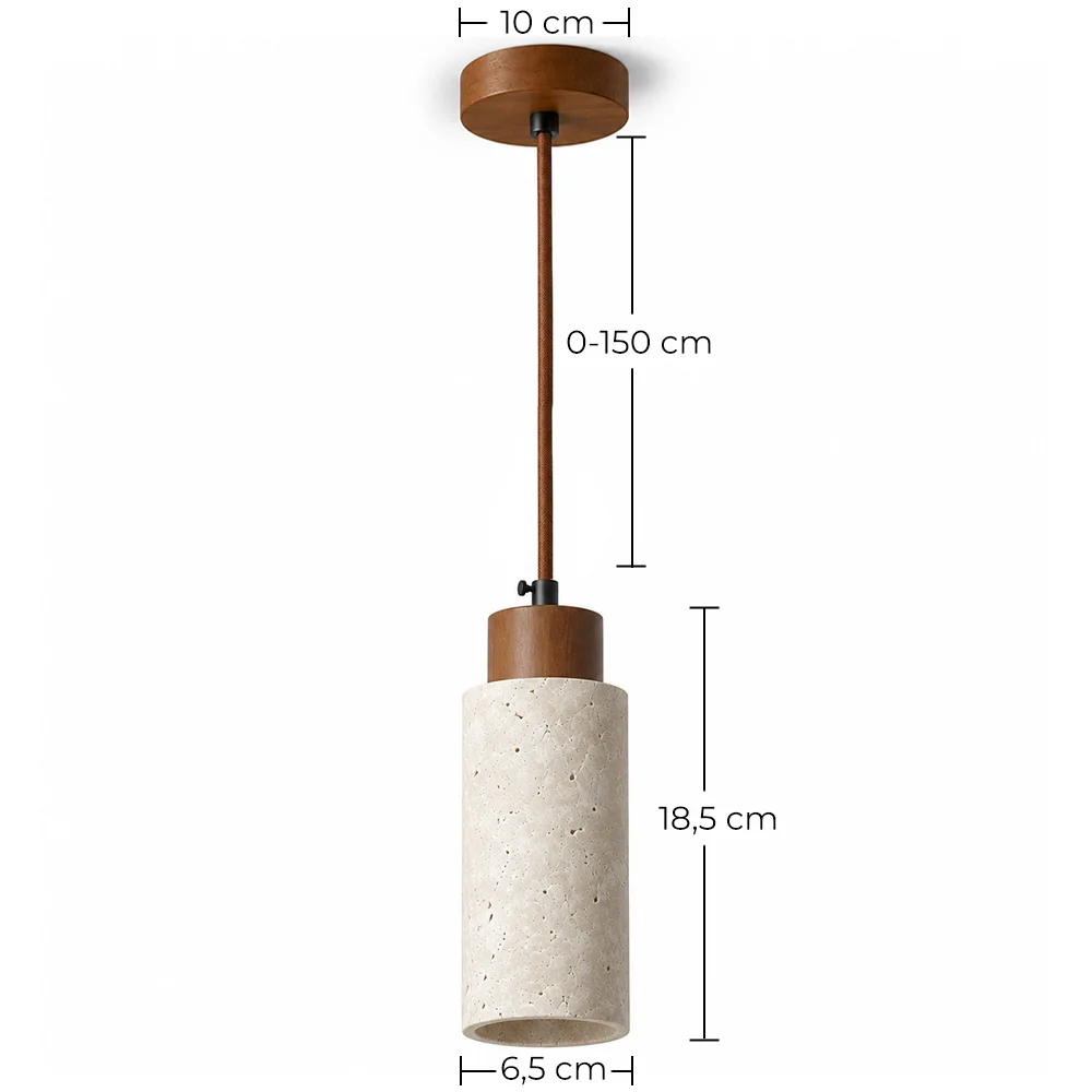 Deckenpendelleuchte Holz & Travertin – Élodie image 10