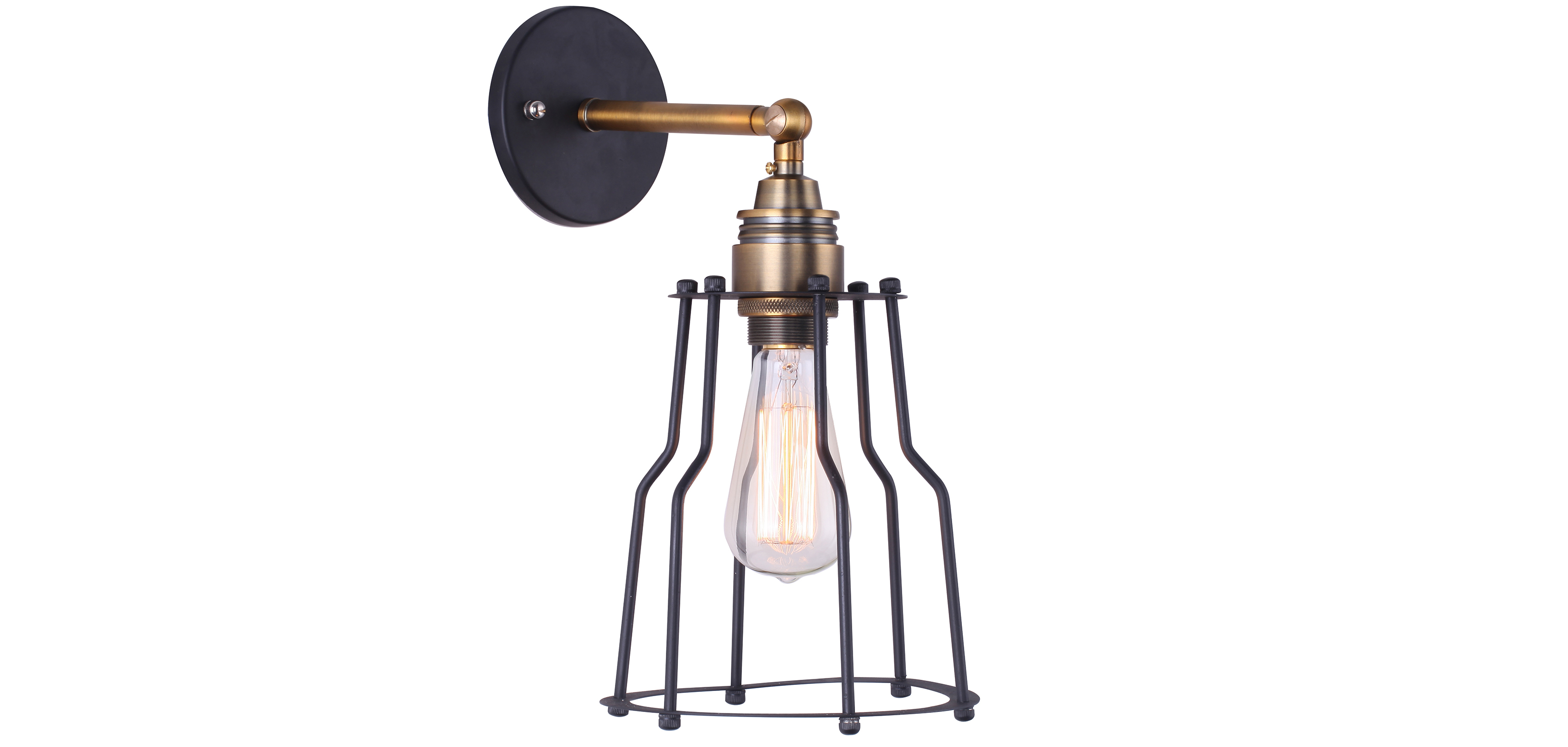 Edison Wandleuchte mit Lampenkäfig - Aluminum