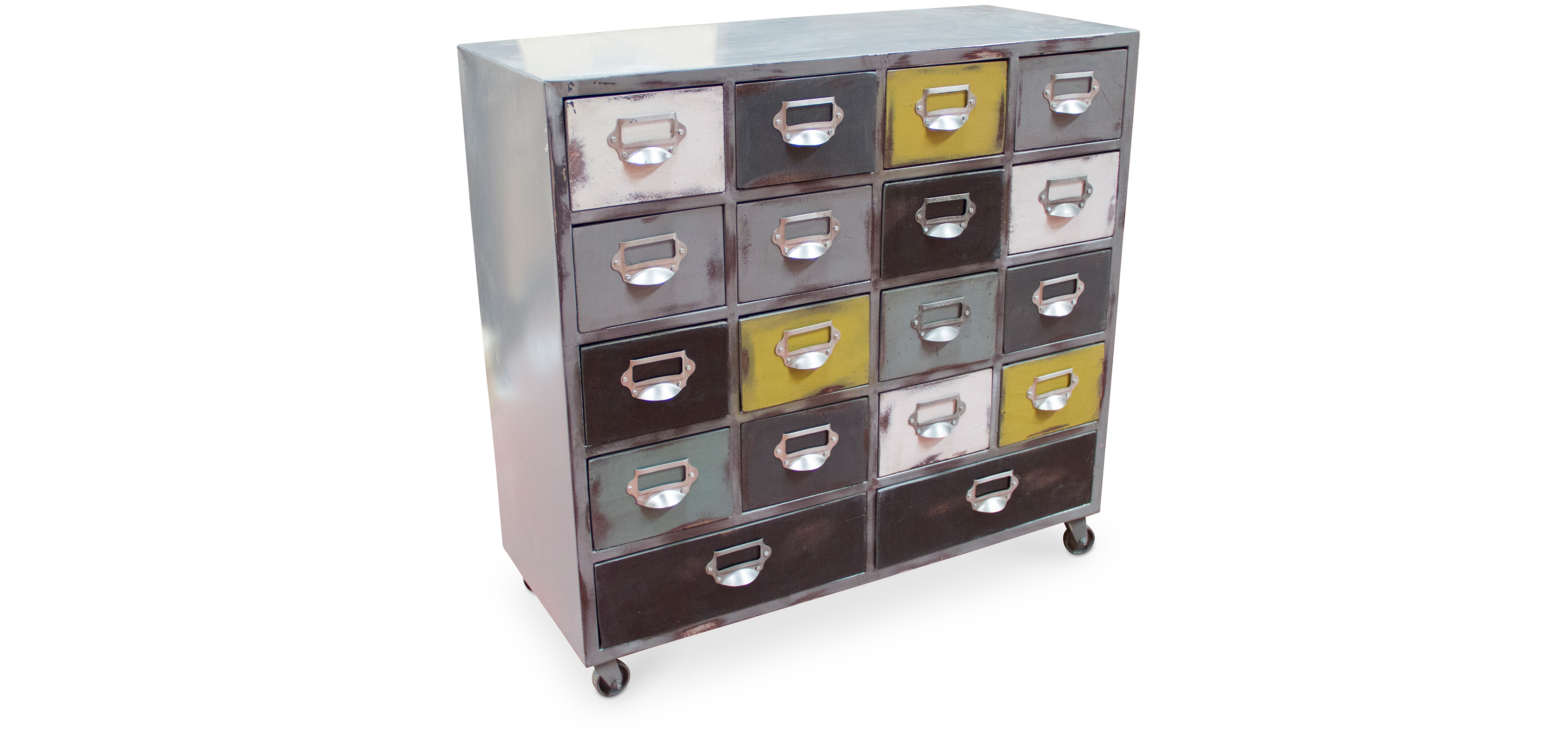 Vintage Industrial Kommode mit Rädern - Holz