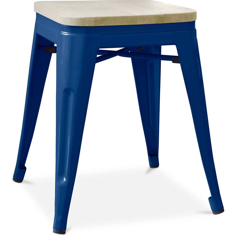 Style Tolix Hocker - 46cm - Metall und helles Holz