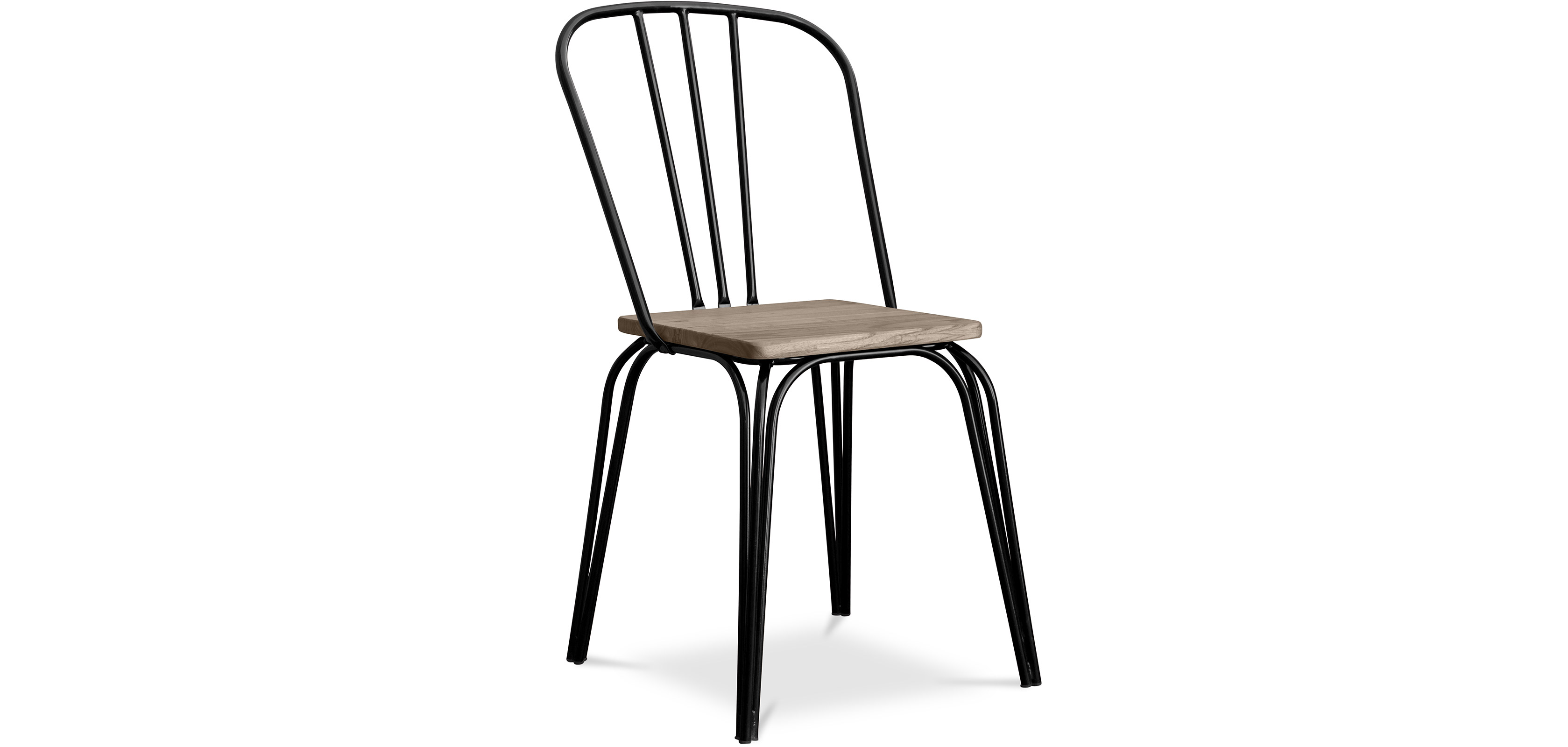 Industrial Style Stuhl aus Metall und Helles Holz Lillor