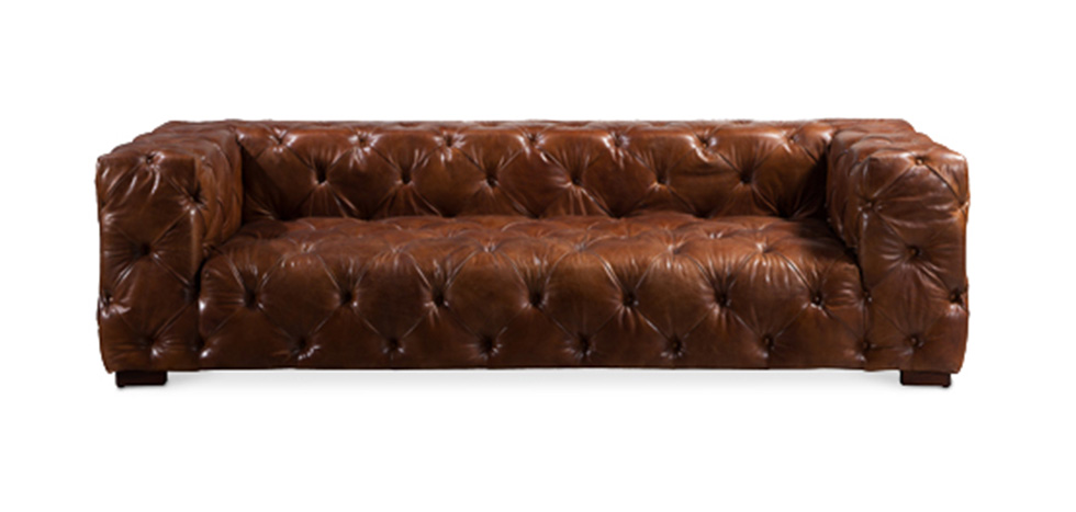 Getuftetes Vintage Stil 3 Sitzer Sofa hochwertiges Leder