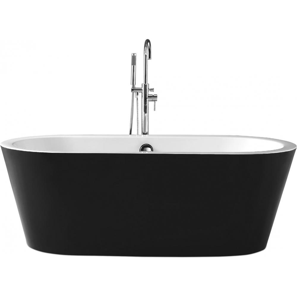Schwarze freistehende Badewanne aus Acryl