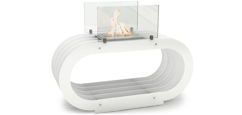 Moderner Bodenstehender Ethanol-Kamin - VPF-OX-010W-Glänzendes Weiß