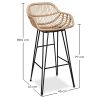 Rattan Barhocker mit Armlehnen - Boho Bali Style - 75cm - Many image 7