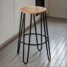 Runder Hocker - Industriedesign - Holz & Metall - 66cm - Hairpin image 7