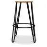 Runder Hocker - Industriedesign - Holz & Metall - 66cm - Hairpin image 7