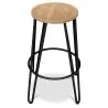 Runder Hocker - Industriedesign - Holz & Metall - 66cm - Hairpin image 7