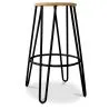 Runder Hocker - Industriedesign - Holz & Metall - 66cm - Hairpin image 7