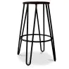 Runder Hocker - Industriedesign - Holz & Metall - 66cm - Hairpin image 7