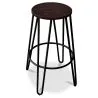 Runder Hocker - Industriedesign - Holz & Metall - 66cm - Hairpin image 7