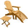 Stuhl für den Außenbereich mit Fußhocker und Tisch für den Außenbereich & Garten - Holz - Alana image 7