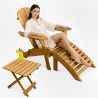 Stuhl für den Außenbereich mit Fußhocker und Tisch für den Außenbereich & Garten - Holz - Alana image 7