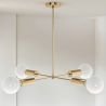 Deckenlampe in Gold - Design-Pendelleuchte - 4 Arme - Retan image 7