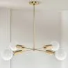 Deckenlampe in Gold - Design-Pendelleuchte - 4 Arme - Retan image 7
