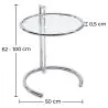 Verstellbarer runder Beistelltisch - Glas und Stahl - Lake image 7