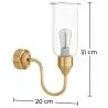 Wandleuchte – goldfarbenes Metall und Glas – Driss image 7