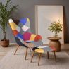 Sessel mit Fußstütze - Bezug aus Patchwork-Stoff - Kontur image 7