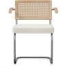 Esszimmerstuhl mit Armlehnen - gepolstert in Bouclé-Stoff - Holz und Rattan - Birey image 7