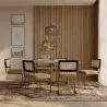 Pack Industrial Design Esstisch 150cm & 6 Rattan-Esszimmerstühle - Samtpolsterung - Puila image 7