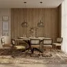 Packung Esstisch aus Holz im Industriedesign (200cm) & 8 Rattan-Esszimmerstühle - gepolstert in Samt - Puila image 7