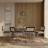 Packung Industrial Design Esstisch 150cm & 6 Rattan-Esszimmerstühle - Samtpolsterung - Hyre image 7