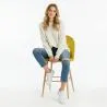Hocker gepolstert mit Samt - Skandinavisches Design - 66cm - Evelyne image 7