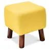 Quadratischer Fußhocker - Leinen gepolstert - Holz - Nor image 7