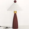 Tischlampe mit Holzsockel und weißem Zementschirm - Ambiana image 7