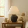Vintage-Tischlampe - Keramikfuß und Stoffschirm - Luno image 7